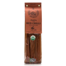 Morelli Organic Red Chili Linguine Pasta - All Natural Durum Wheat Semolina with Wheat Germ from Italy - Gourmet Pasta and Non GMO - 8.8 oz (250 gr) - Pack of 1
