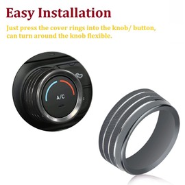 Bolaxin for Dodge Ram Accessories 2019 2020 2021 Interior Control Knob Cover AC/Volume/Mode/AUTO/Browse Switch Decor Button Ring Trim (Grey, 5PCS)