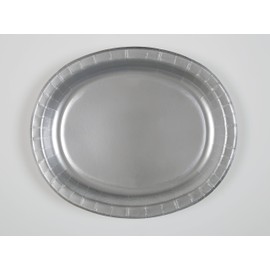 Silver Oval Paper Plates, 8ct