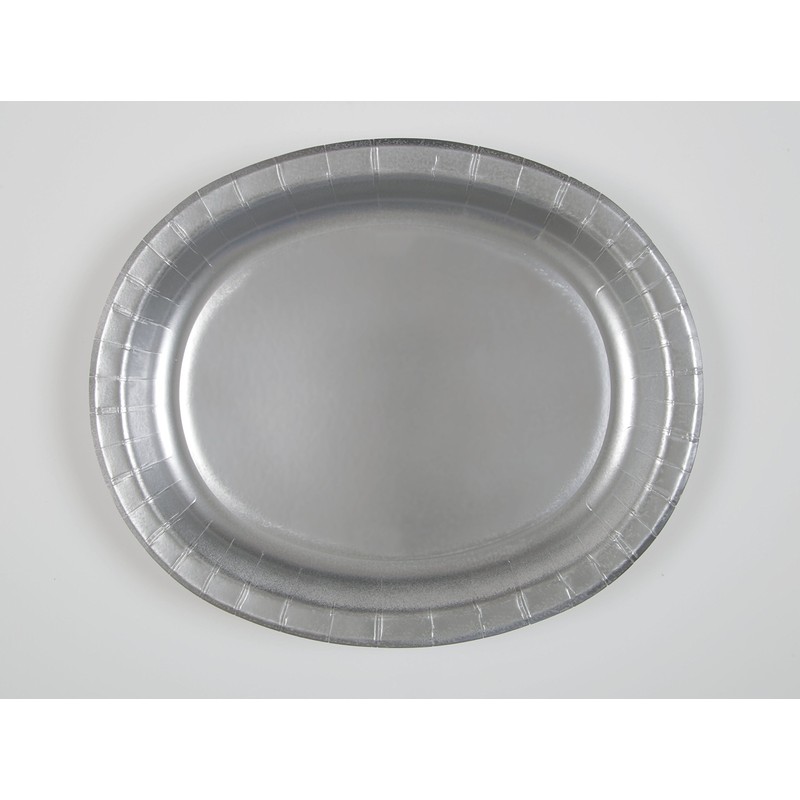 Silver Oval Paper Plates, 8ct