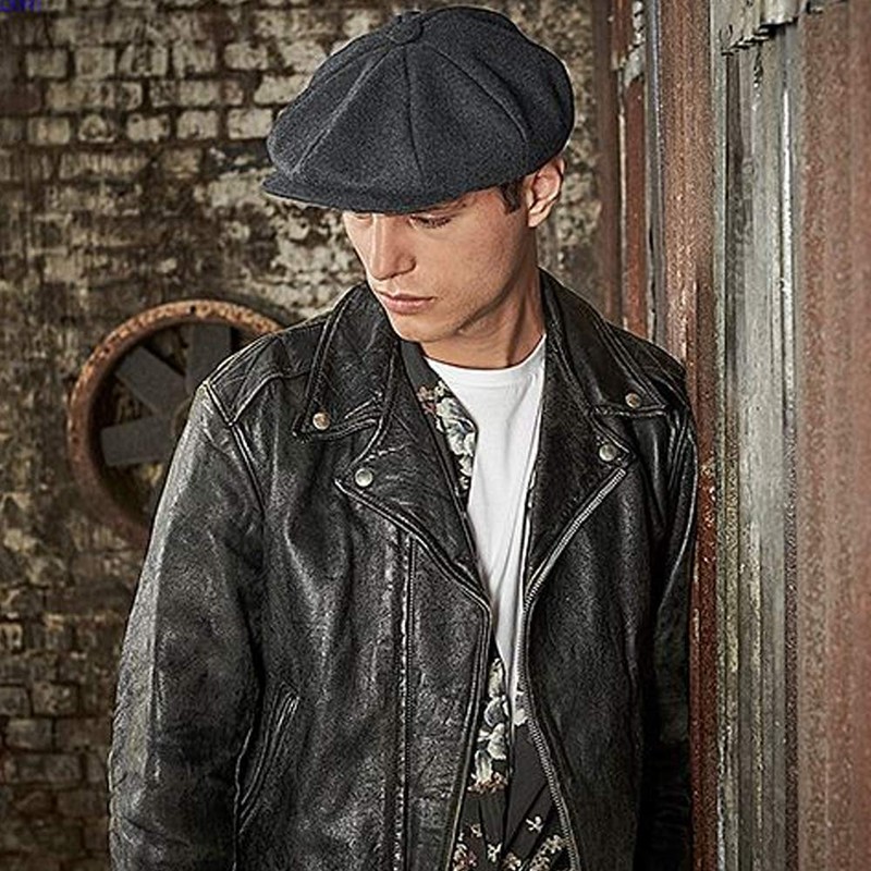 noTrash2003 Men's Flat Cap Melton Wool Baker Boy Cap Peaked