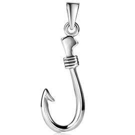MATERIA by Matthias Wagner KA-484 Men's Fishing Hook Pendant 925 Silver Jewellery for Anglers