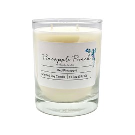 Marcella Candles Pineapple Punch Soy Candle, Red Pineapple 13.5oz Scented Soy Candle, Hand-Poured, Long Lasting, Highly Fragrant Candle Made with 100% Soy Wax