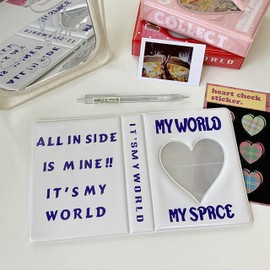 Photocard Binder Album, Takemay 3 Inch Mini Photo Album Kpop Love Heart Hollow Photocard Binder, Photo Card Book Holder for Collecting,160 Pockets (White)