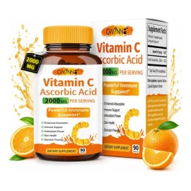 Gwynne Ácido Ascórbico Puro De Vitamina C 2000mg,formas Solubles En Grasa Y Agua Altamente Biodisponibles,antioxidante Y Suplemento De Apoyo...       