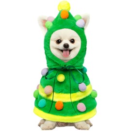 Kuoser Dog Christmas Outfit, Christmas Tree Dog Costume, Christmas Dog Clothes for Small Medium Dogs, Perfect for Xmas Tree-Themed Costume Parties