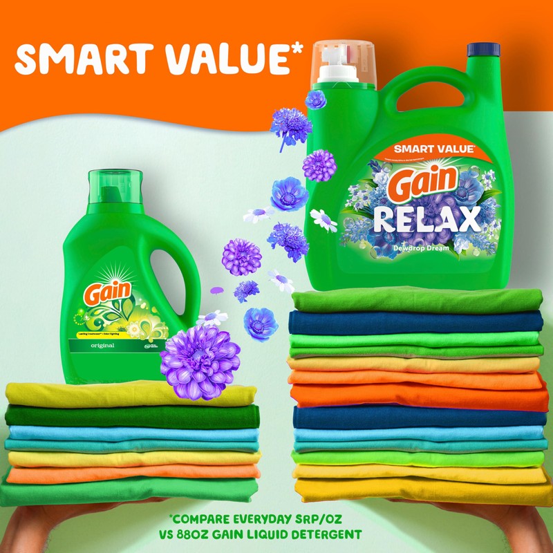Gain Liquid Laundry Detergent, Relax, HE Compatible, 154 fl oz,