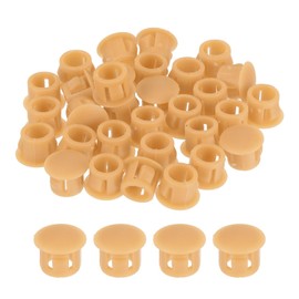 sourcing map 32PCS 8mm(5/16") Orange Plastic Hole Plugs, Flush Type Panel Hole Plugs Insert End Caps for Locking Hole Tubes Furniture Cabinet