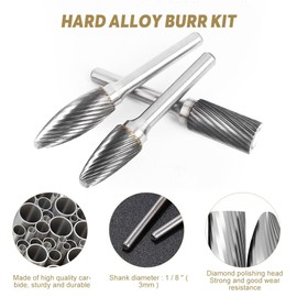 mizikuu 10 Pieces Carbide Burr, Carbide Rotary Cutter Set with 1/8 Inch Shank Carbide Cutter Metal Wood Cutter Set for Woodworking, Carving, Metal, Polishing, Engraving and Drilling