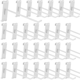 Waltool 20Pcs Gridwall Hooks, Metal Grid Panel Hanging Peg Hooks, Grid Wall Accessory for Clothes Storage, Home Organization, Retail Display (White, 6"/15Cm)