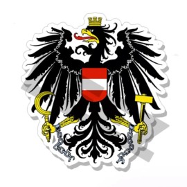 Wrapped in Skins Austria Coat of Arms Vinyl Stickers - Indoor Outdoor Austrian Crest Emblem Flag - 3" wide / 4 pack