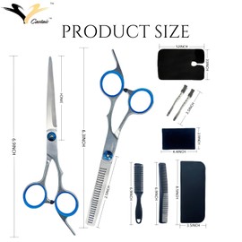 Castaic 9Pcs Hair Scissors Set,Professional Stainless Steel Hair Cutting Shears, for Women Men Salon Home, Black