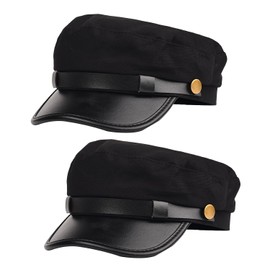 XNHIU 2Pcs Chauffeur Hat Black Driver Cap Funny Limo Driver Hat Party Favour Fancy Dress Accessory Costume Supplies for Adults(Black)