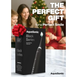 Aquasonic Black Series Ultra Whitening Toothbrush – ADA Accepted Electric Toothbrush- 8 Brush Heads & Travel Case – 40,000 VPM Electric Motor & Wireless Charging - 4 Modes w Smart Timer