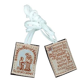 VILLAGE GIFT IMPORTERS Traditional Simple Brown Scapulars | 100% Wool | 3 Styles | Brown Straps White Straps or with Medals | Italian Made | Christian Jewelry (White Straps)