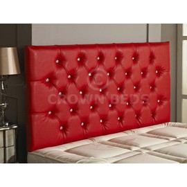 CROWNBEDSUK DIAMANTE FAUX LEATHER HEADBOARD (RED, 2FT6)