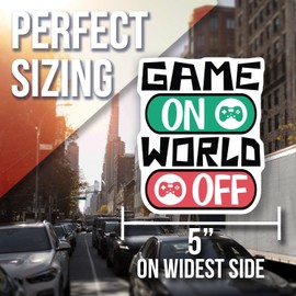 Gamer Magnet - Game On World Off Magnet - Funny Gaming Magnet - Gamers Gift - Retro Gaming Fridge Magnet - Video Game Decor - Car Magnet AAMT1371