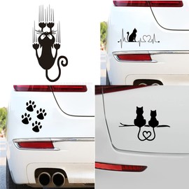 4 pcs Black Cat Window Sticker Vinyl Door/Glass/Laptop/Car Cat Decals for Home/Vehicle Decoration Stickers