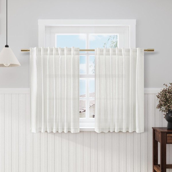Nanspring Off White Cafe Curtains 45 Inch Length Set 2