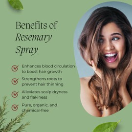 Rosmarin-Haarspray - Rosmarinwasser für die haare & Haut, Vitalisierendes Rosmarin-Extrakt zur Pflege von dünnem, trockenem & brüchigem Haar, Rosmarin Hydrolat