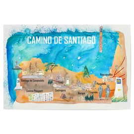 artboxONE Poster 30 x 20 cm Travel Camino Camino Illustrated Map Picture Camino Way of Saint James Burgos Camino