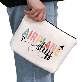 Travel is My Therapy Makeup Bag Adventure Lover Zipper Cosmetic Bag Traveler Themed Gift World-Wide Traveler Zipper Travel Bag (Airplane Stuff Bag)