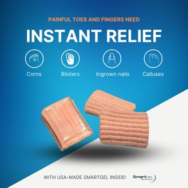 NatraCure Gel Toe Protectors - Reusable Covers for Women and Men, Bandages, Pads, Sleeves for Ingrown Toenails, Corns, Blisters, Plantar Warts - 12 Pack