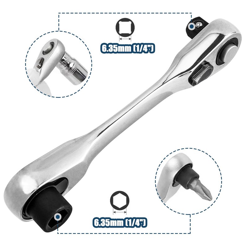 Bestgle 1/4" Mini Ratchet Wrench 72 Tooth Drive Socket and