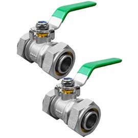 3/4" Brass Nickel Plated Ball Valve, Air Line Shut-Off Valve Fit for Shop & Garage Compressed Air Systems, Brass Nickel Plated Industrial-Grade Air Piping Fittings 2-Pack