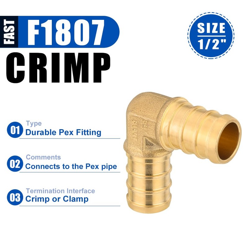 Pro 40-Pack EFIELD Pex Crimp 1/2 Inch Elbow Brass Plumbing