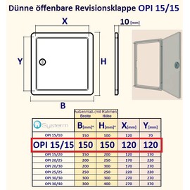 SYSTERM Universal Inspection Lid External Dimensions 15 x 15 cm Open Thin Inspection Lid Basic Opening Inspection Flap ABS Plastic White (15x15 - OPI 15/15)