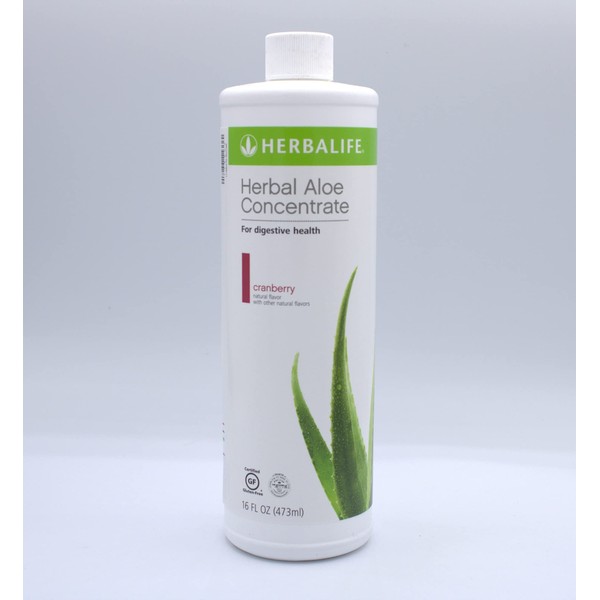 Herbalife HERBALIFE Herbal Aloe Concentrate Pint: Cranberry Flavor 16 FL Oz (473 ml) for Digestive Health with Premium-Quality Aloe, Gluten-Free, 0 Calories, 0 Sugar, Naturally Flavored
