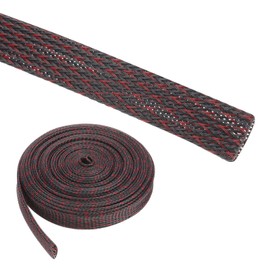 Rebower 25ft PET Expandable Wire Loom 3/4 Inch, PET Braided Wire Sleeving Cable Management Sleeve Tubing [for Audio Video Home Office Cord Protector]-Black Red