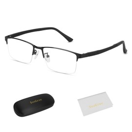 SooGree Multifocus Progressive Reading Glasses Men Computer Glasses Men Blue Light Blocking Near and Far Dual-use Reading Glasses TR90 Half Frame Presbyopia Glasses 1.0