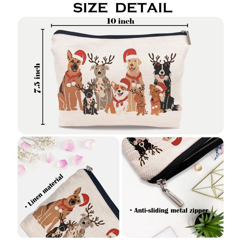 Ayxvt Dog Christmas Makeup Bag, Dog Gifts for Women Cosmetic