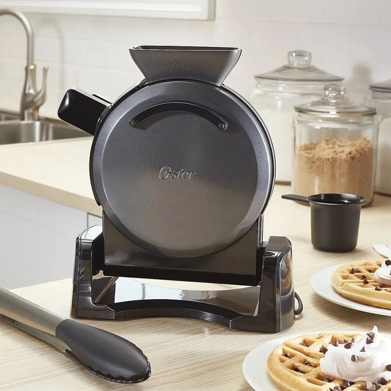 Oster DiamondForce Nonstick Vertical Waffle Maker, Dark Metallic