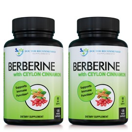 Berberine with Ceylon Cinnamon - 1200mg Berberine & 100mg Organic Ceylon Cinnamon - 120 Veggie Capsules, Healthy Immune System Cardiovascular Heart & Gastrointestinal Wellness (Pack of 2)