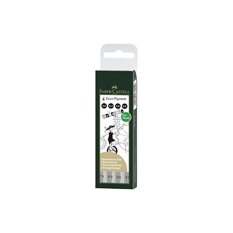 Faber-Castell ECCO PIGMENT Ink Pen Set of 4 (0.2/0.4/0.6/0.8 mm)