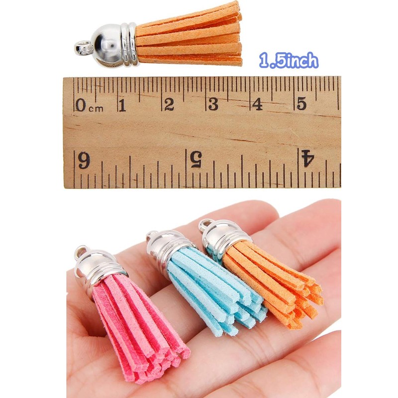 MSCFTFB 100 Pieces 1.5inch Mini Tassels Faux Suede Mala Tassel