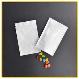 100Pcs 3.3"x5.1" Aluminum Foil Self Sealing Bags Resealable Mylar Zipper Food Sample Package Storage Bags Top Heat Sealed Pouch for Candy Nut Tea Spice (White)