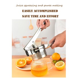 Heavy Duty Potato Ricer Stainless Steel - Potato Ricer for Safer Squeezing - Ideal for for Mashed Potatoes, Mashed Potato Masher & Potato Press Kitchen Gadget - Dishwasher Safe(One Piece Bowl)