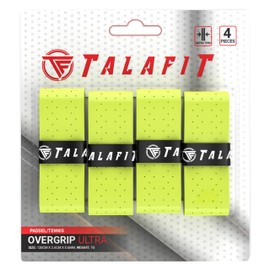 TALAFIT OverGrips Padel Grip Ultra Grip Model Pro Padel Racket Grip Overgrip for Padel Racket Perforated Paddle Grip Tennis Grip Maximum Grip Yellow x 4