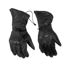 Daniel Smart Men’s Leather Gloves – Cowhide Leather Motorcycle Gloves with Knuckle Protection, Gel Palm and Wrist Strap (Medium)