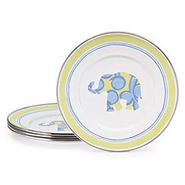 Golden Rabbit Enamelware - Elephant Pattern - Set of 4-8.5" Sandwich Plates