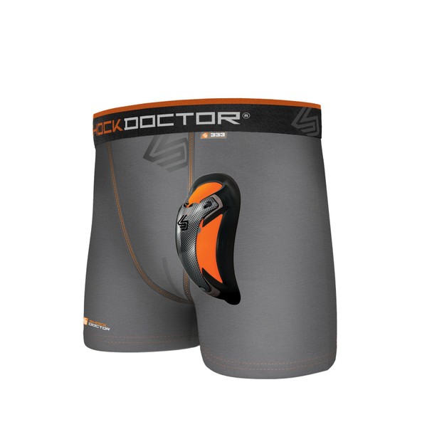 Shock Doctor Boys Ultra Pro Boxer Brief with Ultra Cup, Grey, Small
