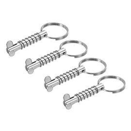 PATIKIL 316 Stainless Steel Quick Release Pin 4 Pack Bimini Top Pin Usable Length 1.6", Total Length 2", Dia 0.3" Boat Marine Hardware with Drop Cam & Spring for Deck Boat Bimini Top