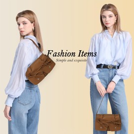 Gladdon Handbags for Women, Hobo Bags with Top Handle, Small Tote Handbag, Front Flap with Bow Embellishment, Chic Bag for Women and Girls, Camel, S