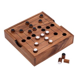 Engelhart - 350270-BW - Nine Men's Morris - Wooden Mill Game - Eco-Friendly Board Game - 2-Player Strategy Game - Dimensions: 3 cm x 13.7 cm x 13.7 cm