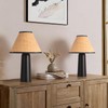 Matte Black Rattan Table Lamp for Bedroom, Modern Wicker Lamps