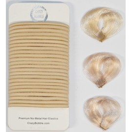 24 Pcs Beige Blonde Crazy Bobble® Premium Non-Metal Hair Elastics Hair Bands 4mm Thick Hair Ties For Adults and Kids